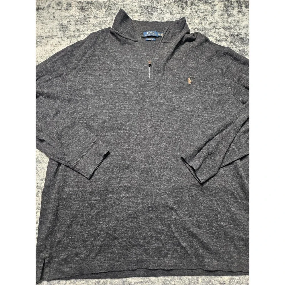 POLO RALPH LAUREN ESTATE RIB 1/4 ZIP PULLOVER SWEATER CHARCOAL GRAY MENS 2XLT
